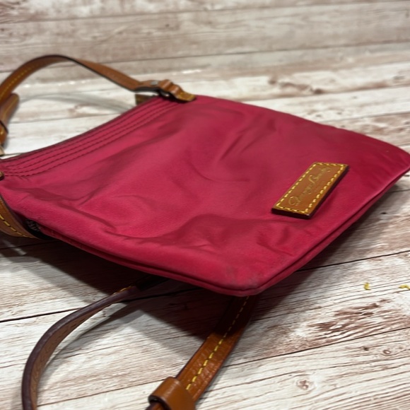 Dooney & Bourke Crossbody Mini Purse Red Pink Easy Clean Brown Leather Strap - Picture 9 of 14